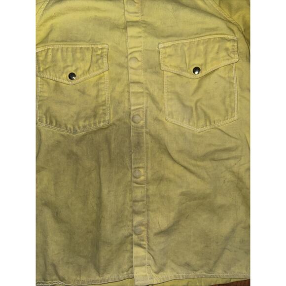 Vintage Yellow Firefighter Chore Jacket USA Made Distressed Workwear Medium - Picture 2 of 6
